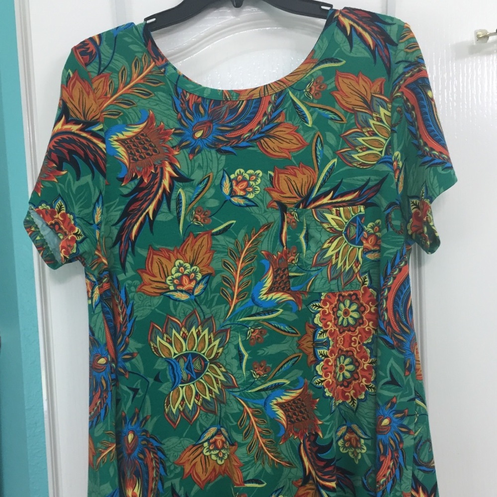 LuLaRoe Carly M green colorful paisley